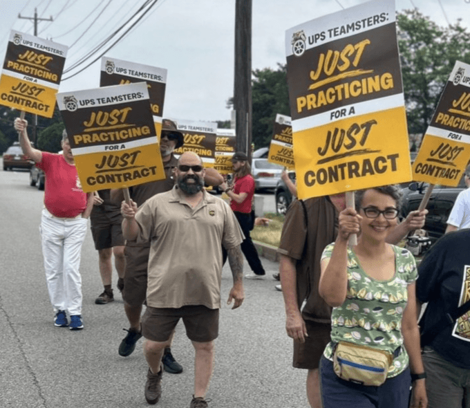 Image of UPS protest.