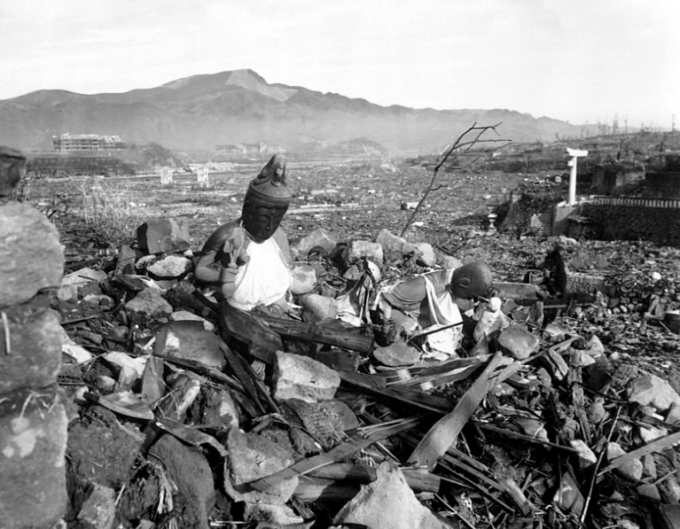 Image of man in ruin.