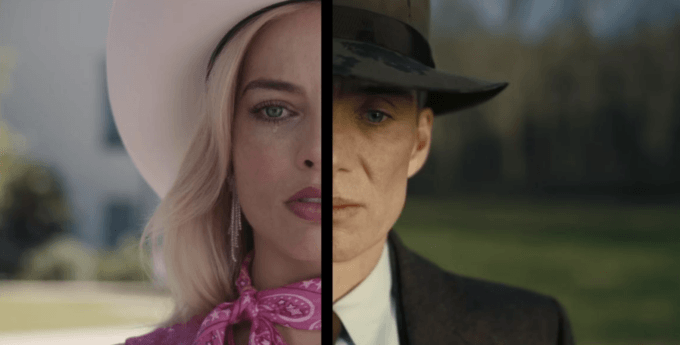 Stills from ‘Barbie’ and ‘Oppenheimer’