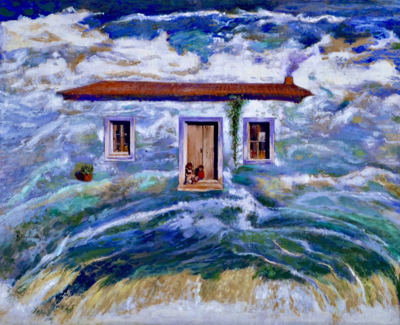 A house in the ocean Description automatically generated