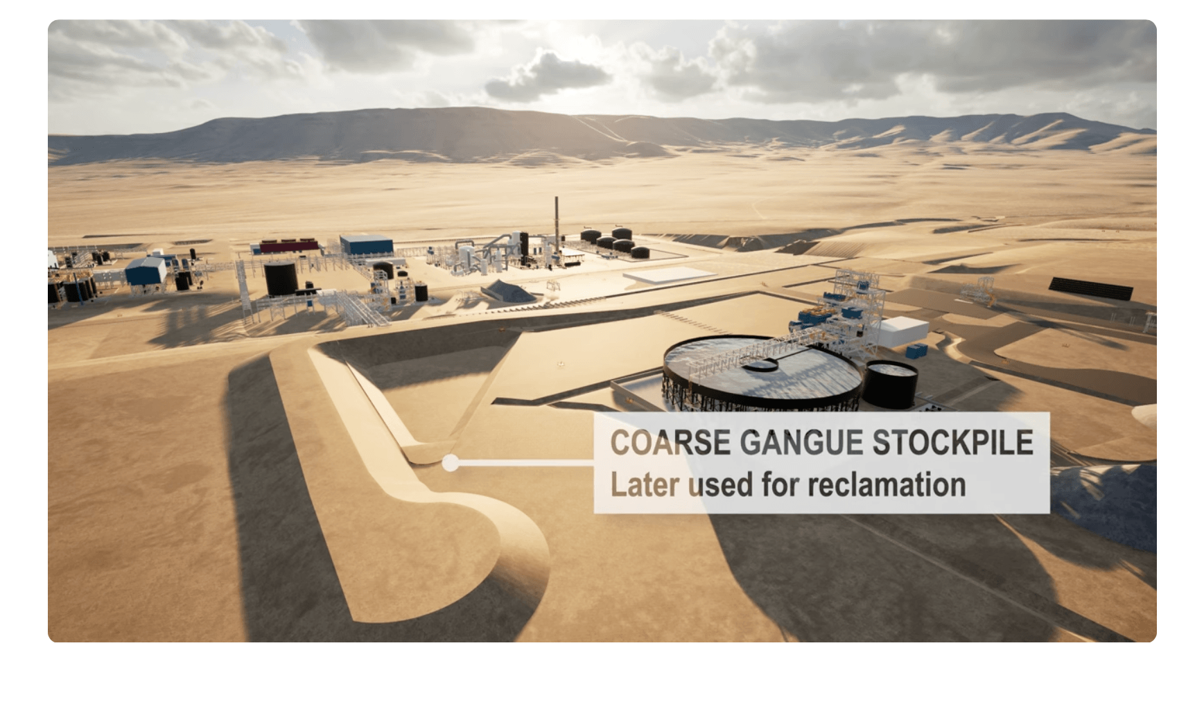 A landscape with a factory and mountainsDescription automatically generated with medium confidence