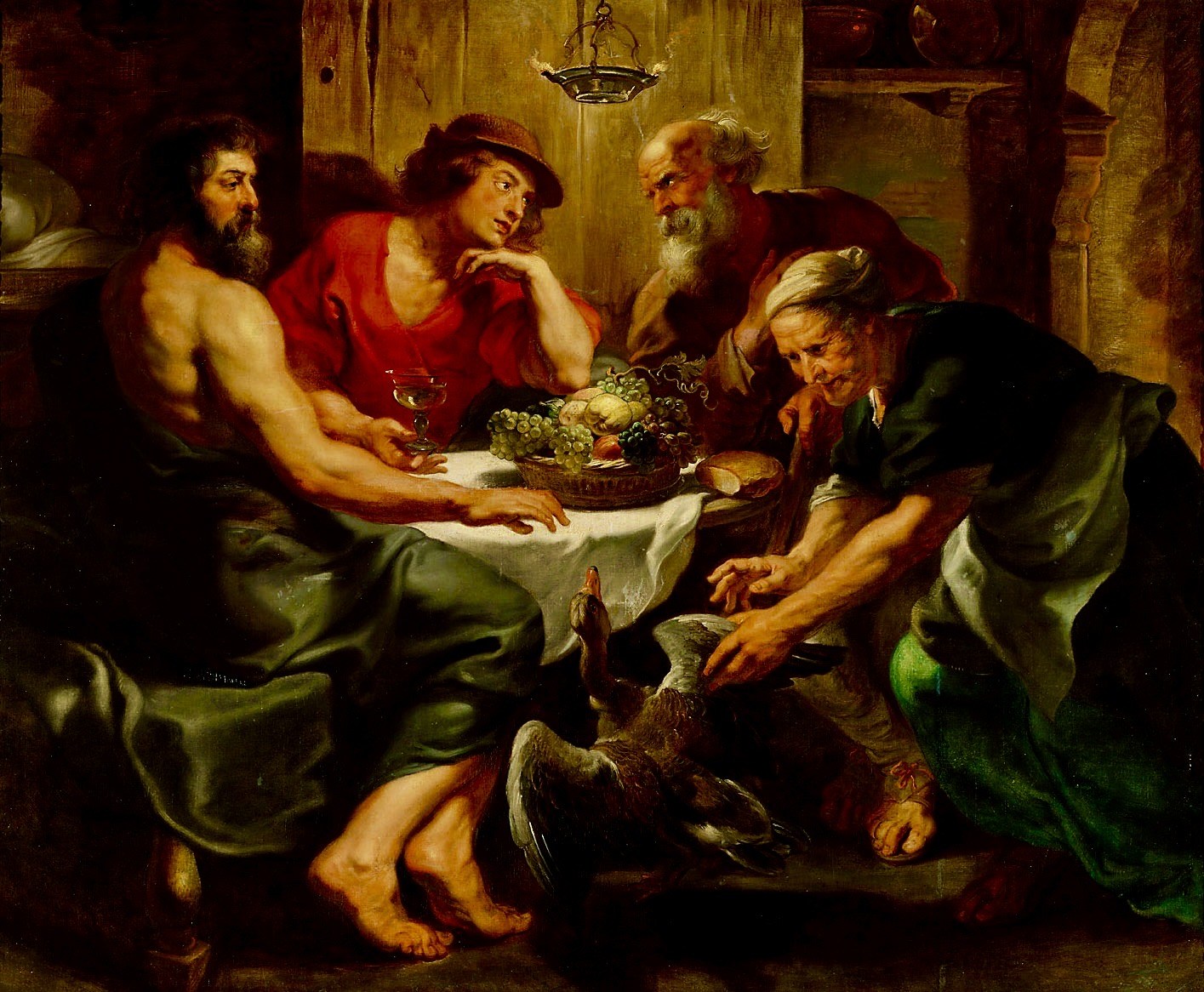 A painting of a group of people at a tableAI-generated content may be incorrect.