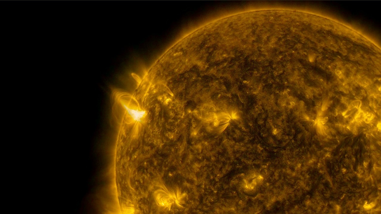 A sun in space with bright light AI-generated content may be incorrect.