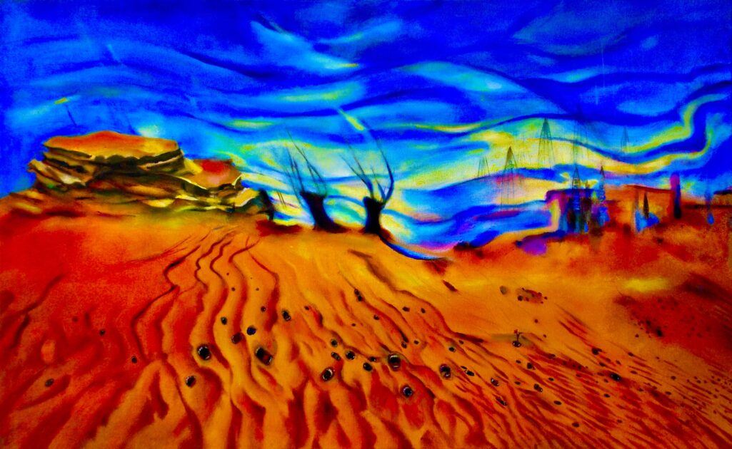 A painting of a desert AI-generated content may be incorrect.