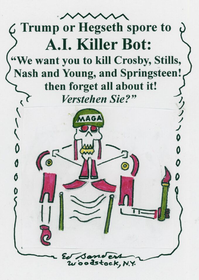 Trump or Hegseth Spore to Killer Bot: a Glyph